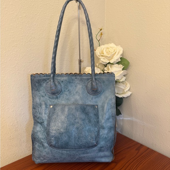 Patricia Nash Blue Tooled Leather Tote - Picture 9 of 13